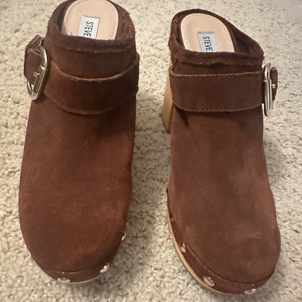 Steve Madden brown suede platform clog shoes 8 - Picture 4 of 6